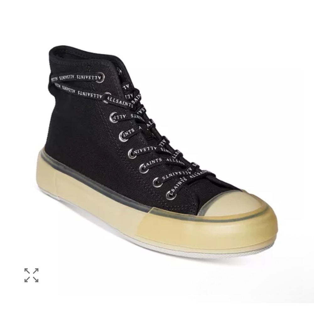 AllSaints Jaxal High Top Canvas Sneakers Black Gum Sole Womens 9 Urban‎ Street